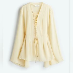 Elegant Cream Lace-Up Women's Top